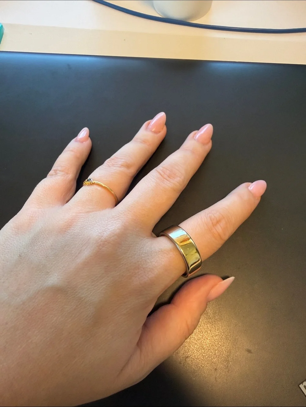 Gold Polished Oura Ring 4 Size 10- Women Jewelry